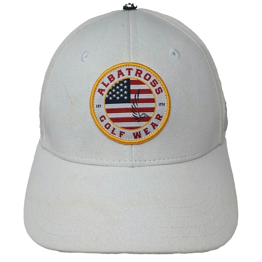 Pukka Baseball Cap White One Size Albatross Golf Wear American Flag Snapback